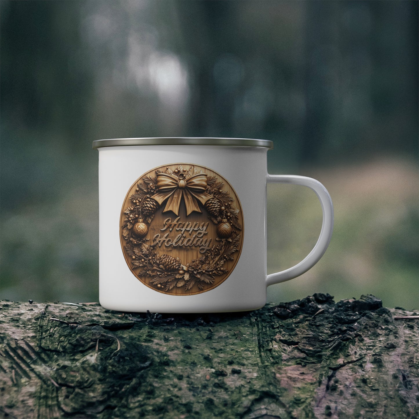 Christmas Mug - Happy Holidays Wooden Plaque