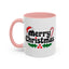Christmas Mug - Merry Christmas Black Text Hat Candy Cane Mistletoe