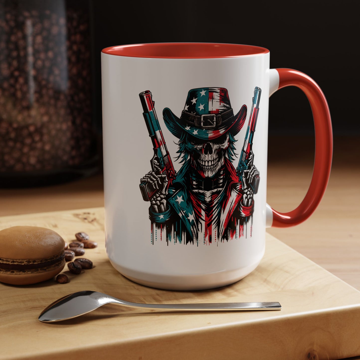 4th of July Mug - Skeleton with American Flag