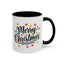 Christmas Mug - Merry Christmas Black Text Fall Leaves