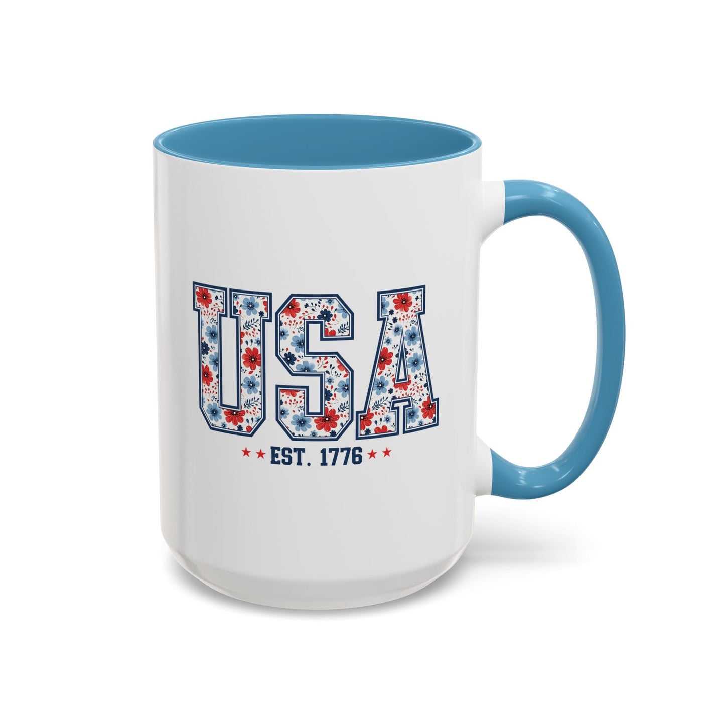 4th of July Mug - USA EST 1776 Floral