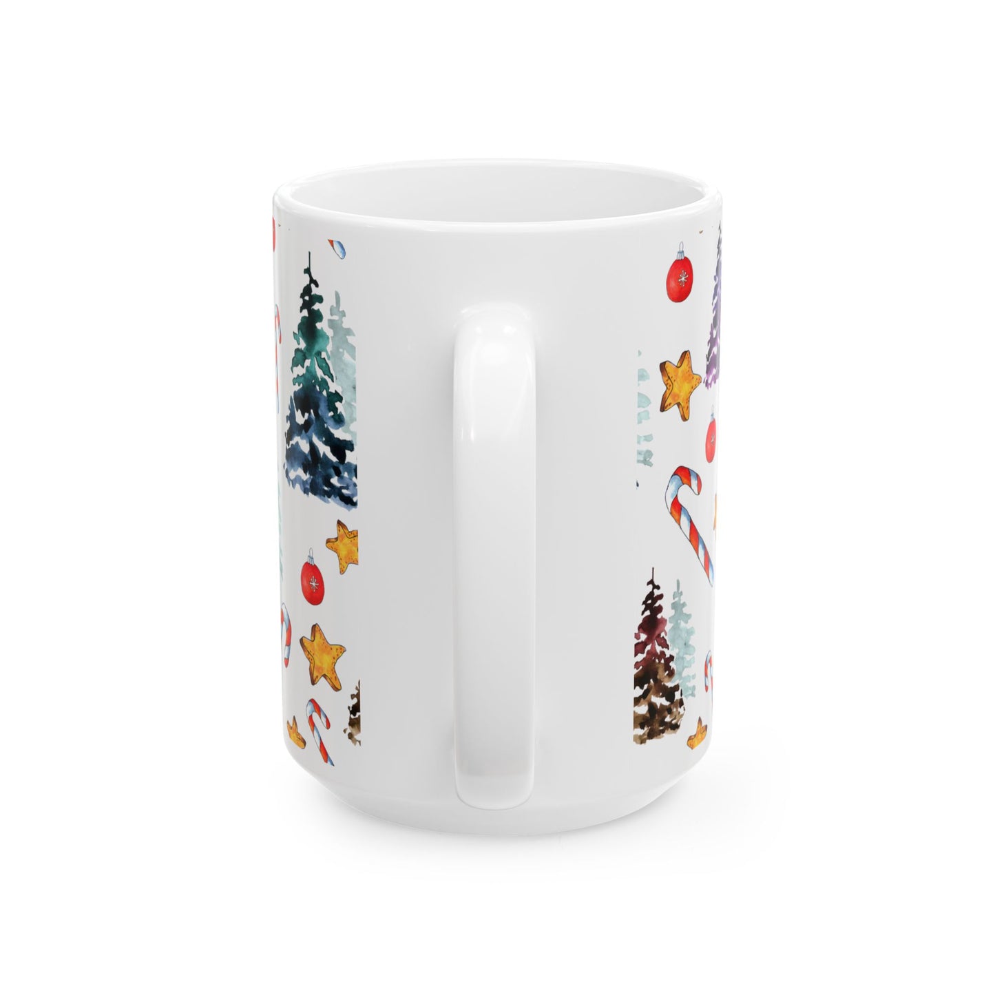 Christmas Mug - Trees Candy Stars Ornaments Pattern