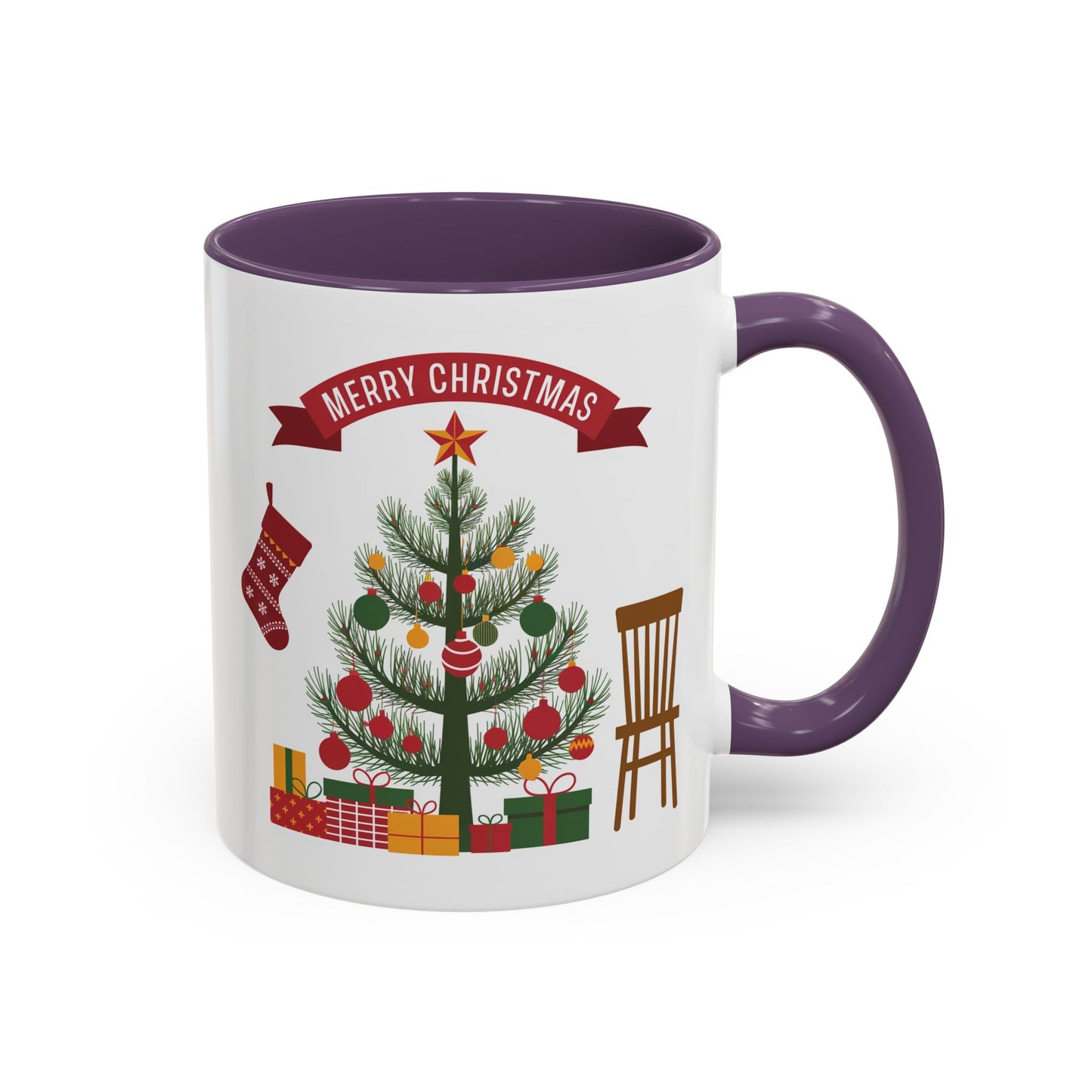 Christmas Mug - Merry Christmas Banner Tree Presents