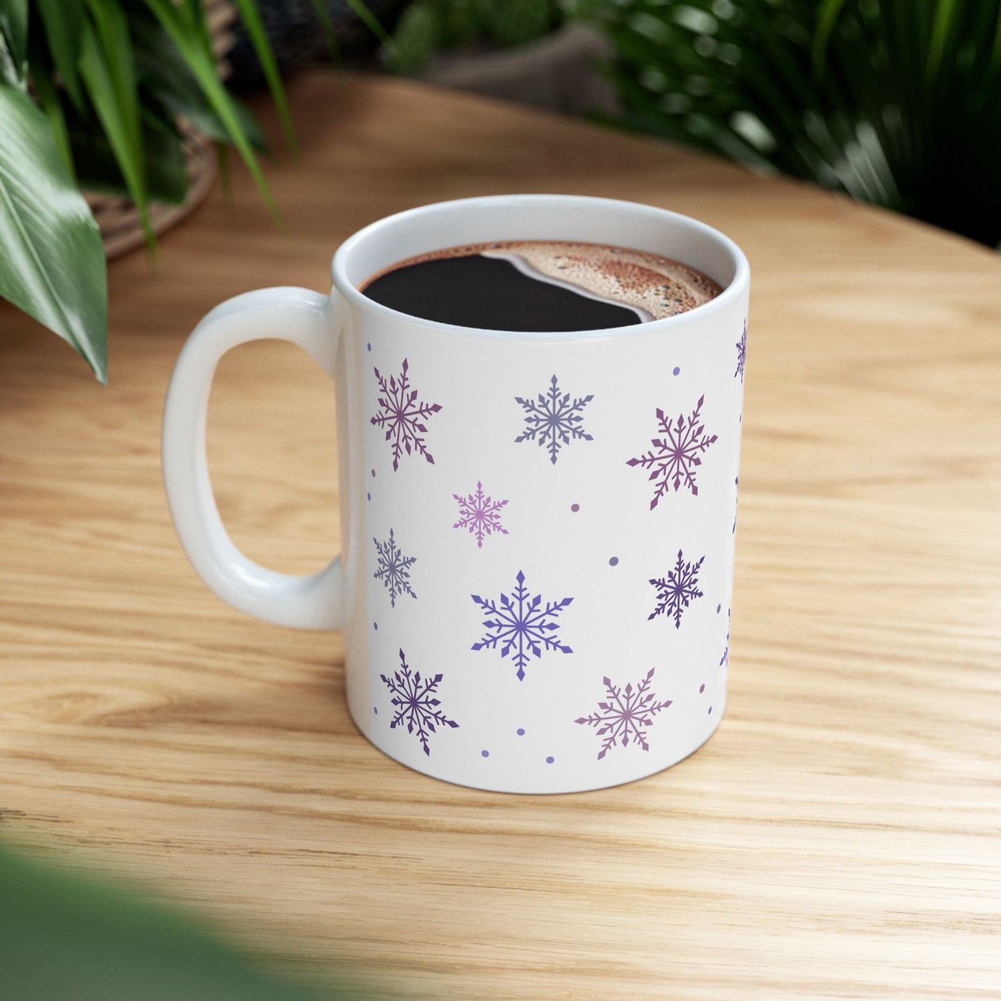 Christmas Mug - Pink & Purple Snowflakes Pattern