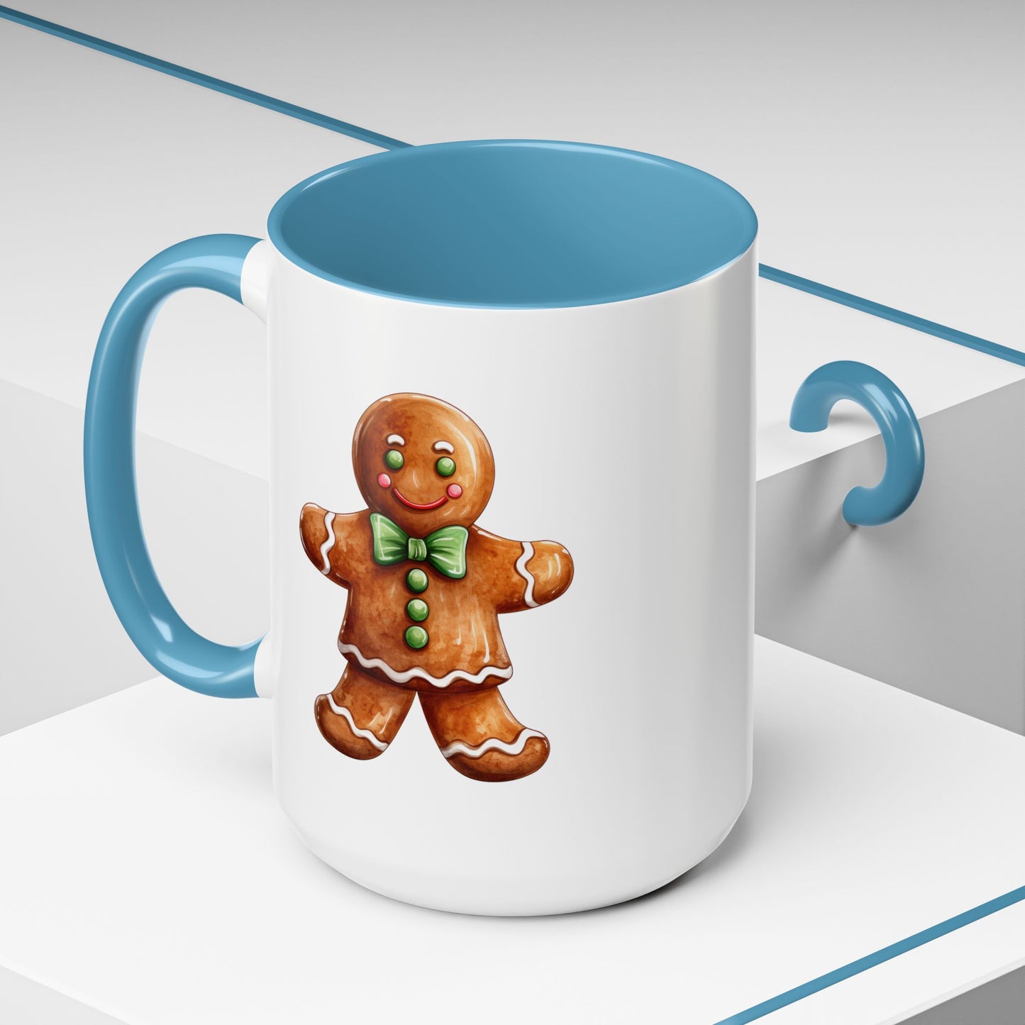 Christmas Mug - Gingerbread Man Green Bow