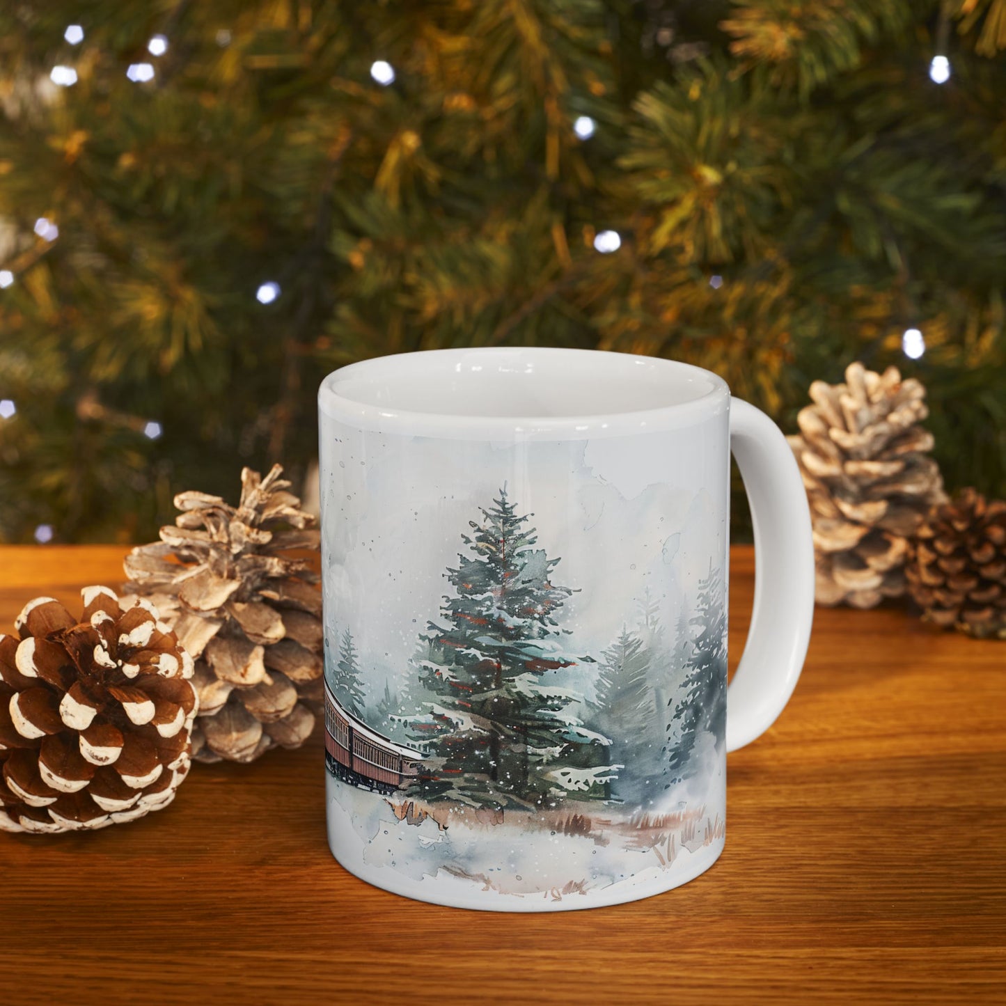 Christmas Mug - Snowy Landscape Train Wrap 5