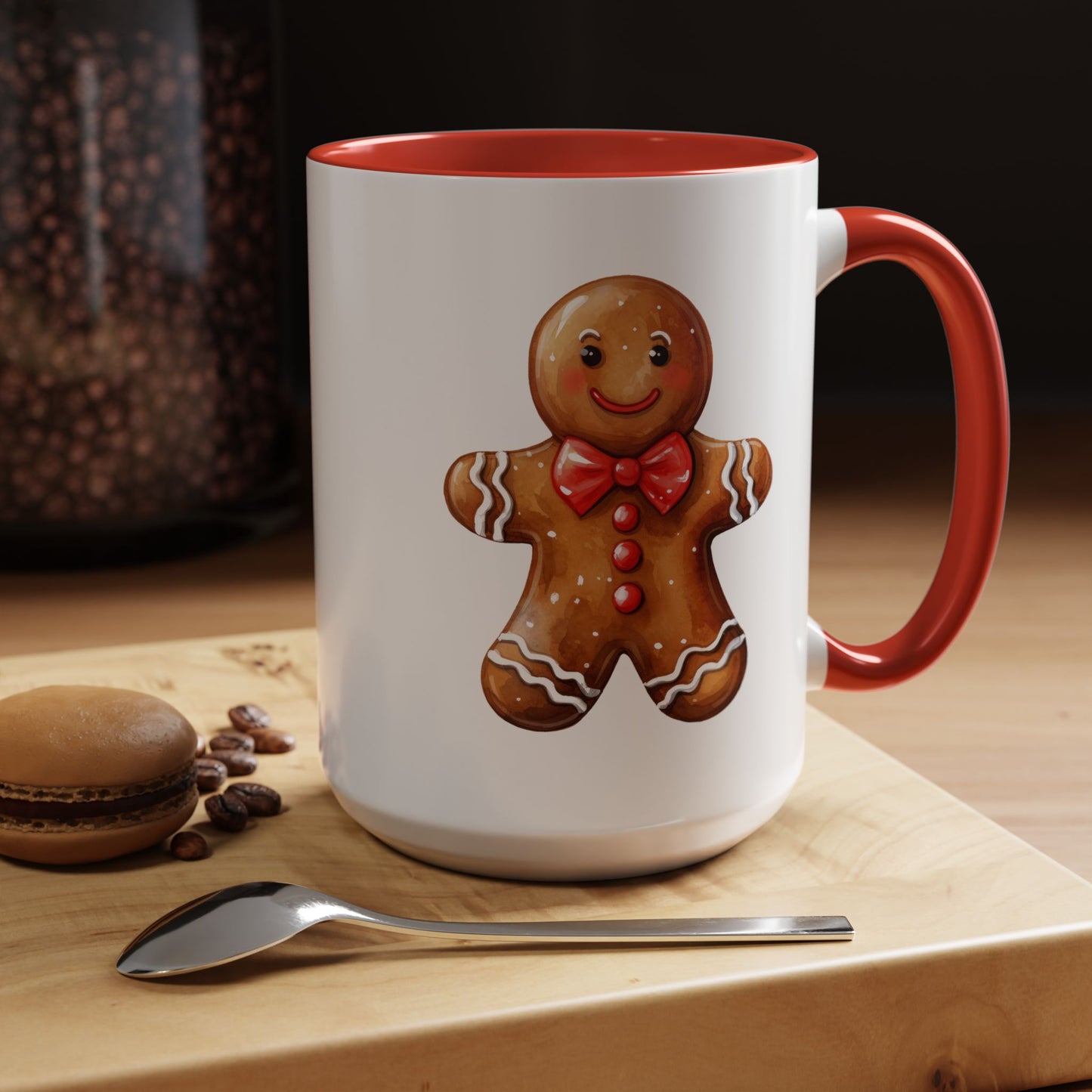 Christmas Mug - Gingerbread Man Red Bow