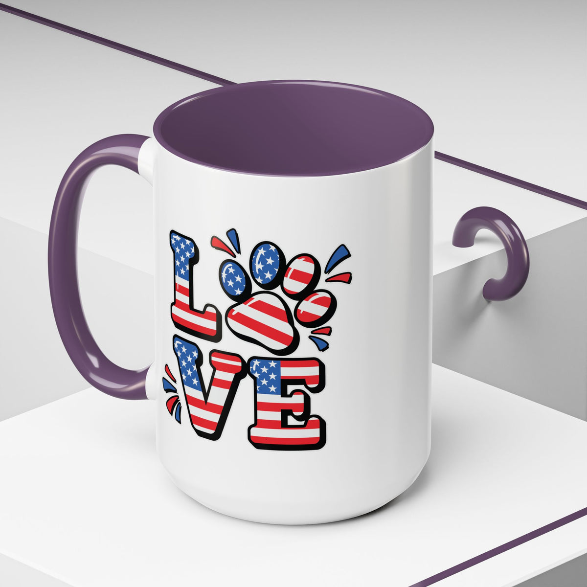 4th of July Mug - Animal Love USA Flag