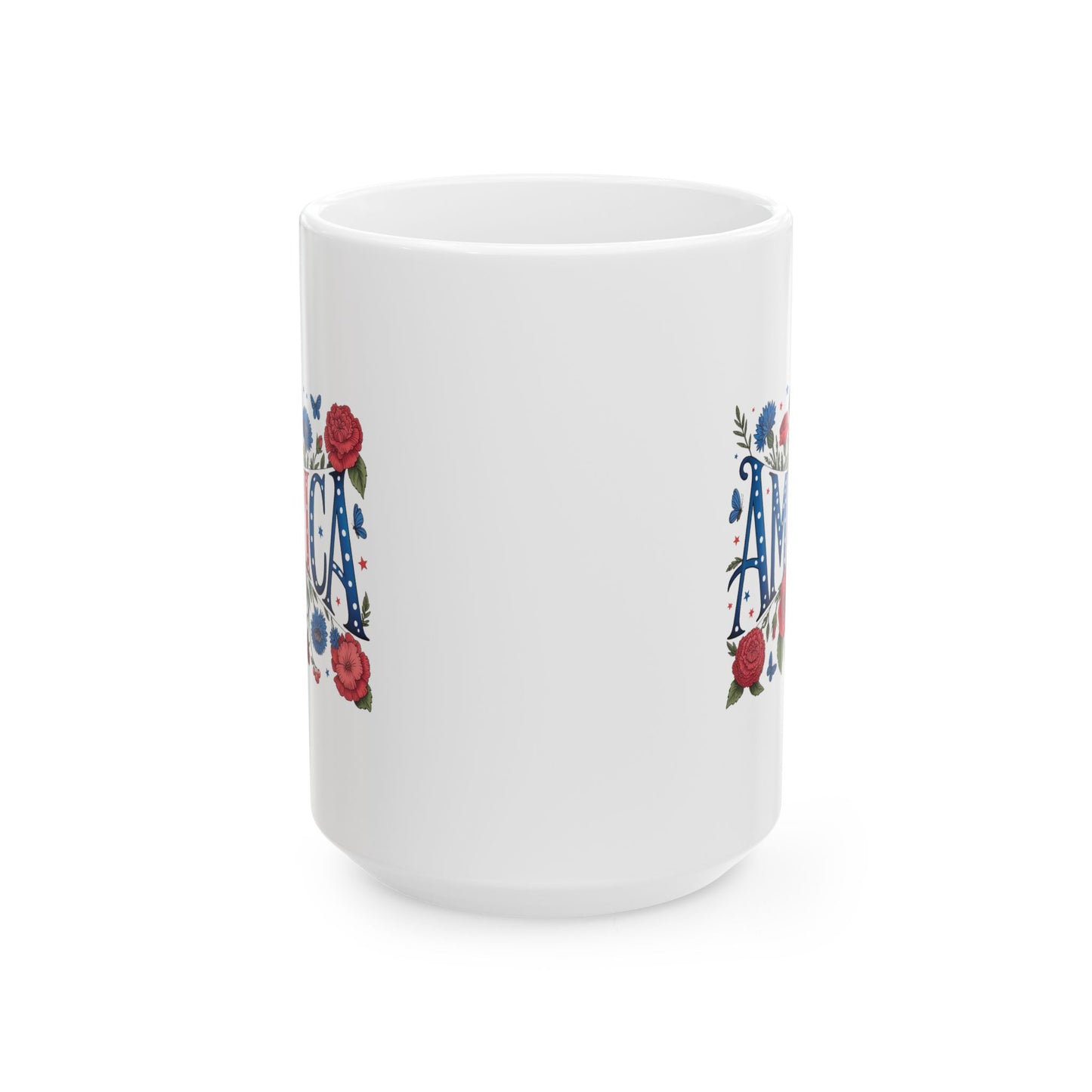 4th of July Mug - Patriotic Floral America
