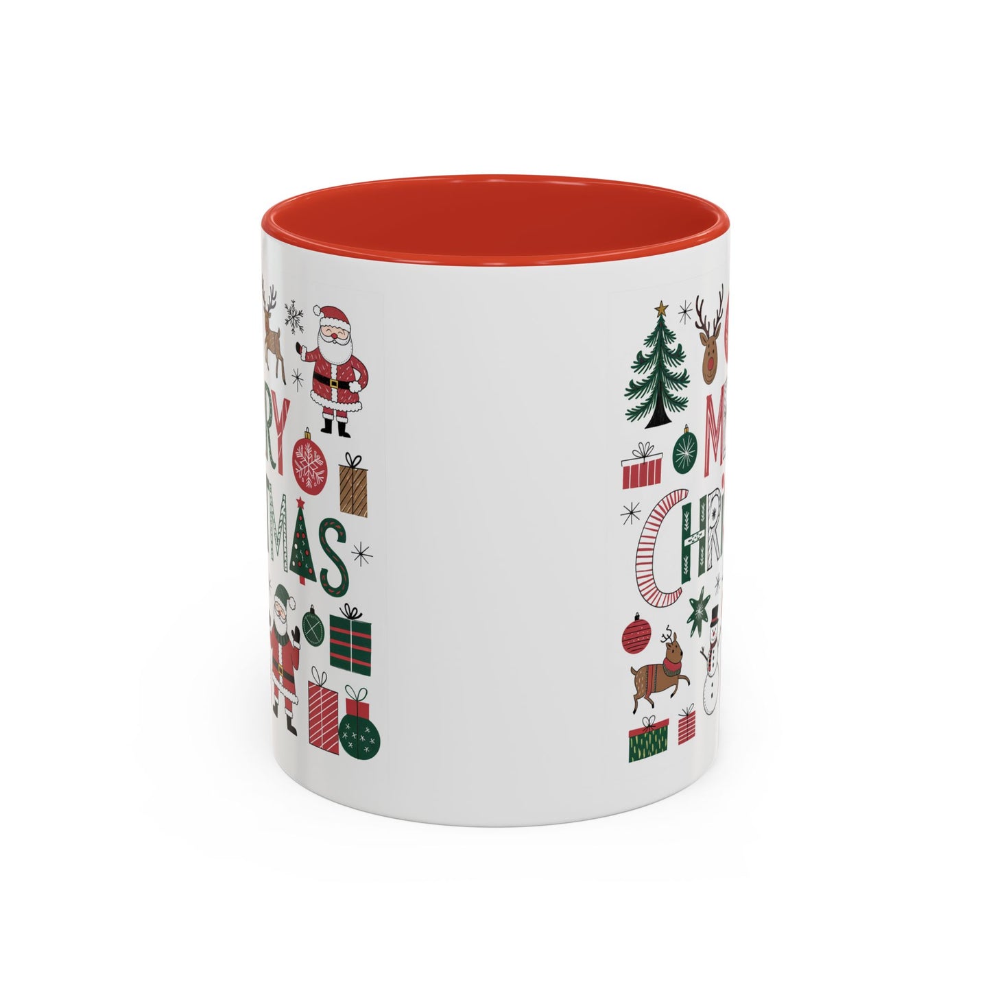 Christmas Mug - Merry Christmas Red White & Green Text Collage