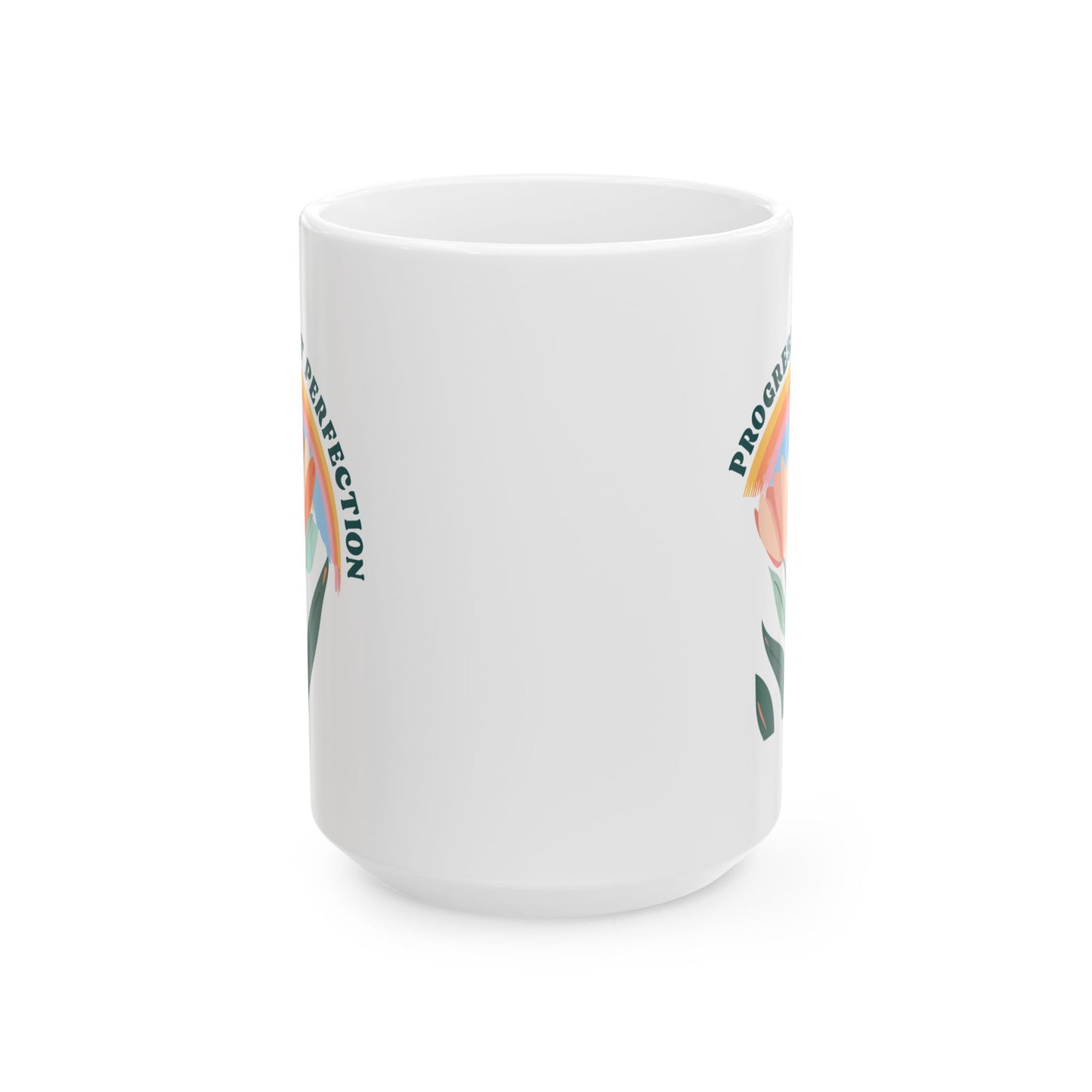 Motivation Mug - Progress Not Perfection Flowers