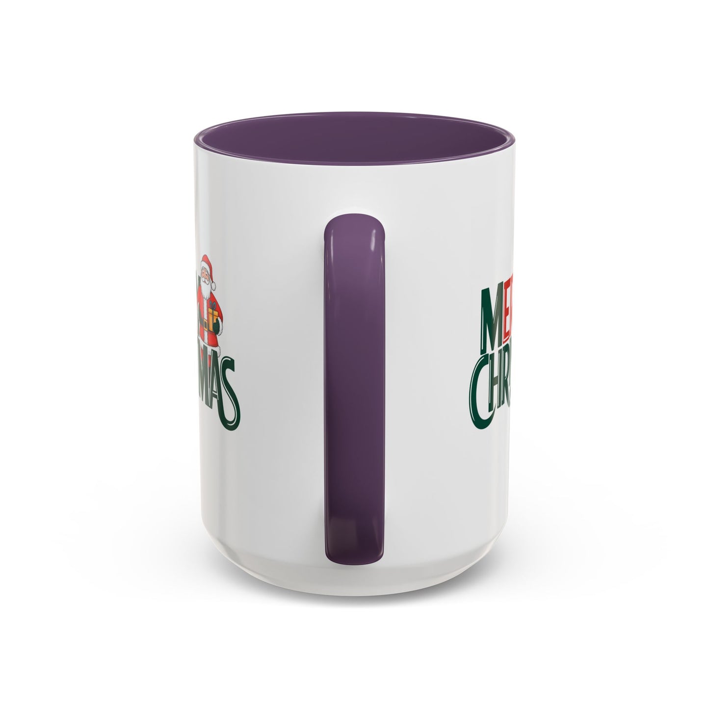 Christmas Mug - Merry Christmas Green & Red Text Santa Present