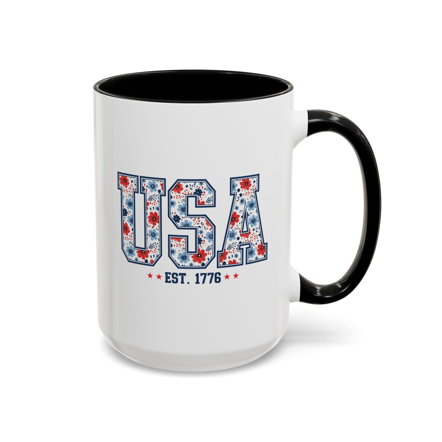 4th of July Mug - USA EST 1776 Floral