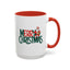 Christmas Mug - Merry Christmas Green & Red Text Santa Present