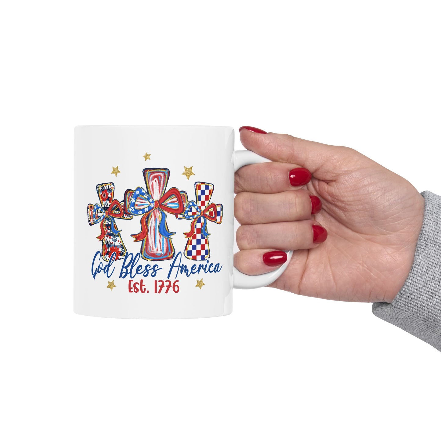 4th of July Mug - God Bless America Patriotic Cross