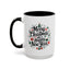 Christmas Mug - Merry Christmas and a Happy New Year Black Text Tree Ornaments Presents