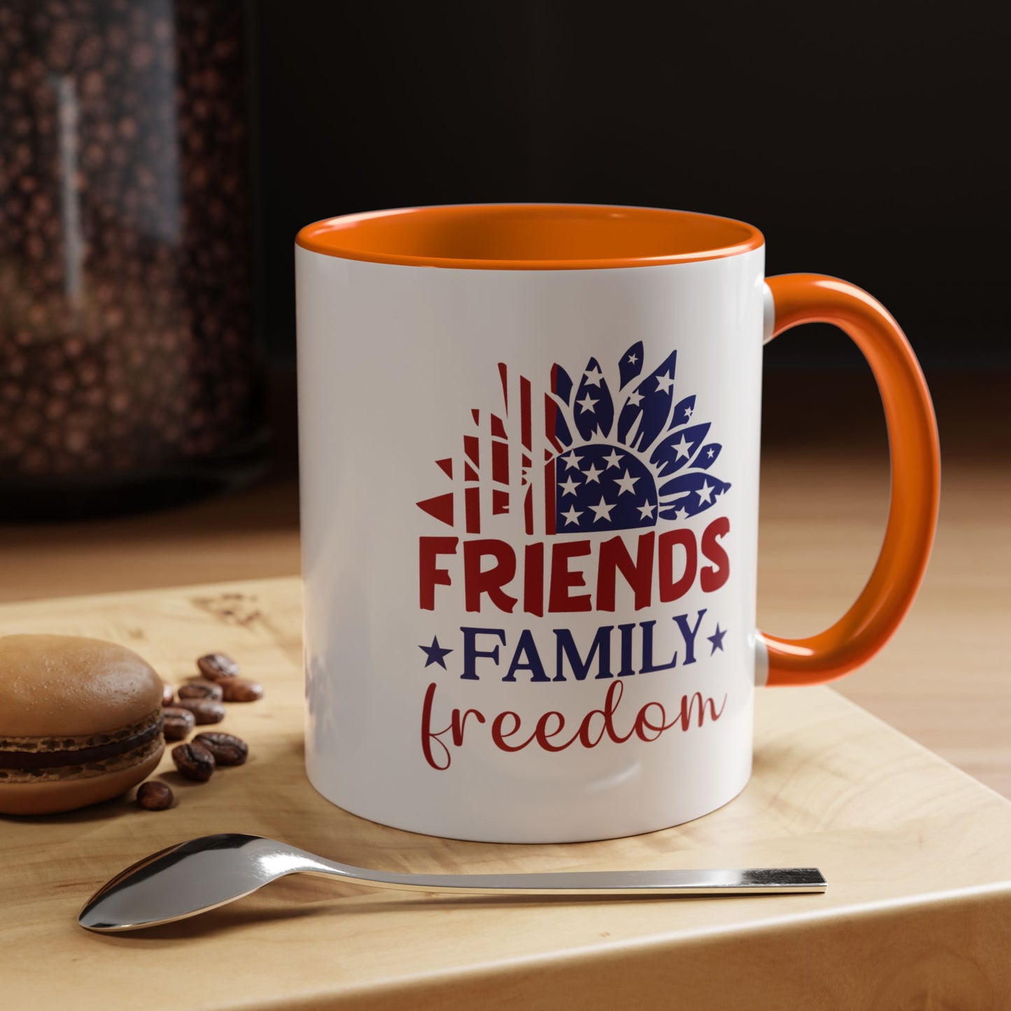 4th of July Mug - Friends Family Freedom Sunflower