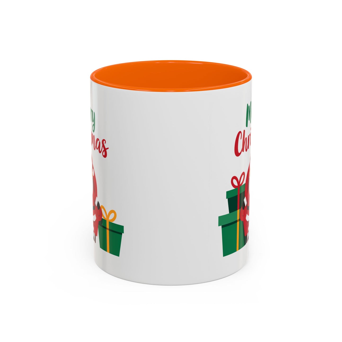 Christmas Mug - Merry Christmas Green & Red Text Santa Presents