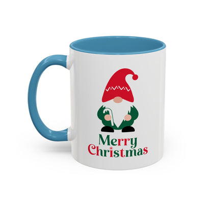 Christmas Mug - Merry Christmas Green & Red Text Gnome Candy Cane