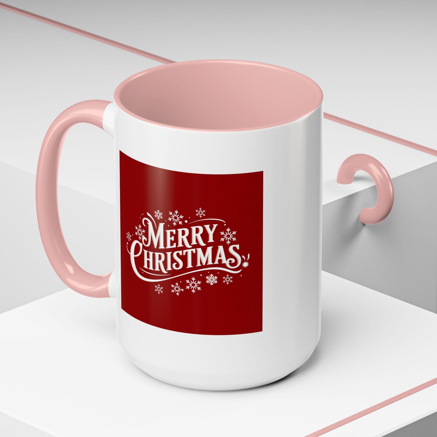Christmas Mug - Merry Christmas White Text Maroon Background