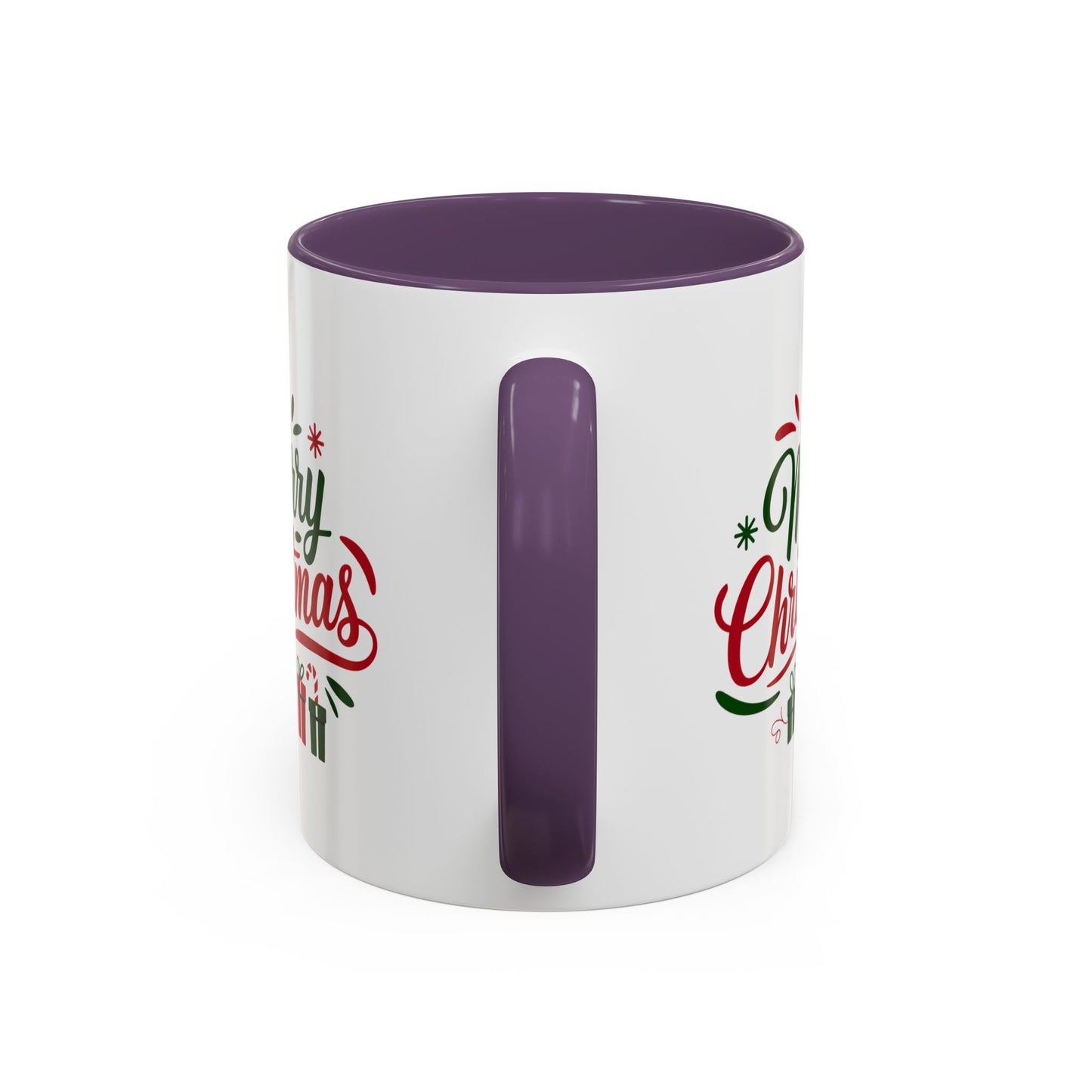 Christmas Mug - Merry Christmas Green & Red Text Tree Snowflakes Presents