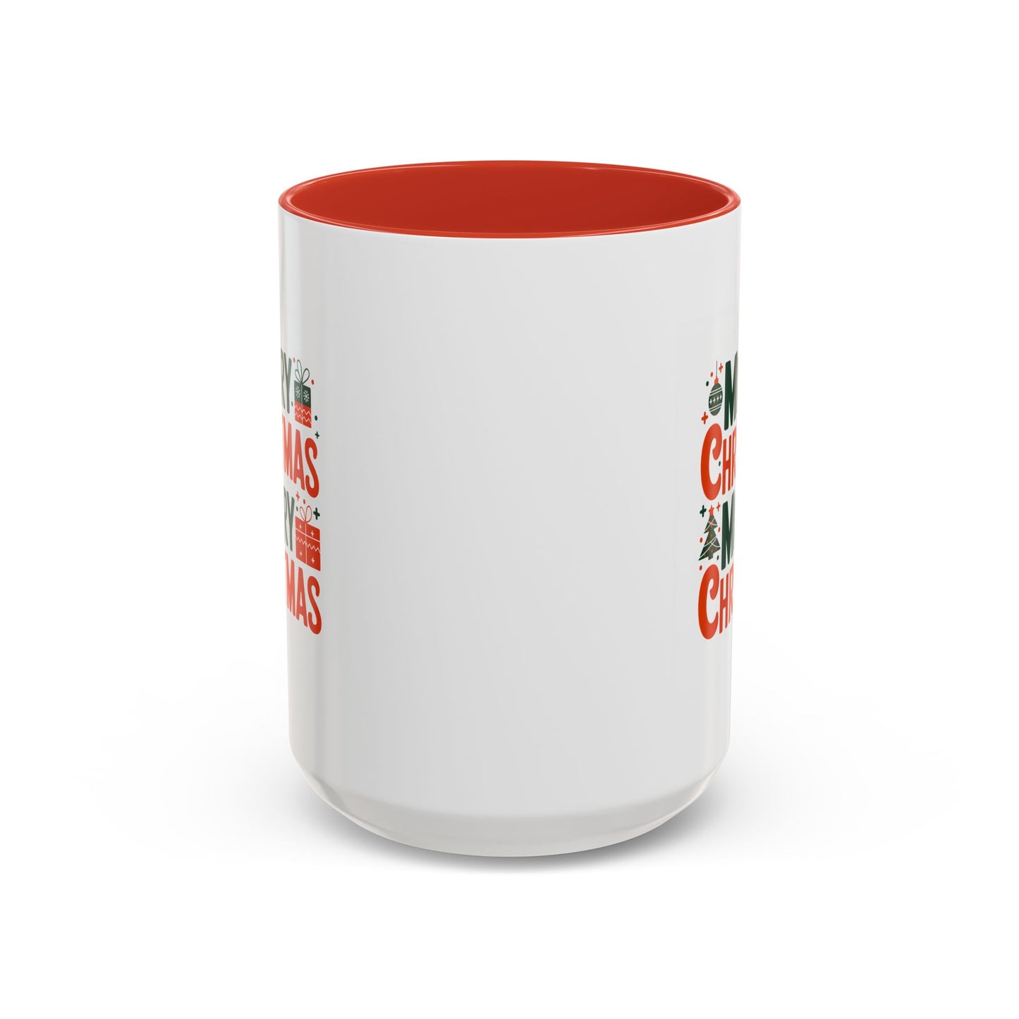 Christmas Mug - Green & Red Text Tree Presents