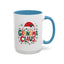 Christmas Mug - Grandma Claus Green Yellow & Red Text Hat Lights Stars
