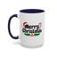 Christmas Mug - Merry Christmas Black Text Hat Candy Cane Mistletoe