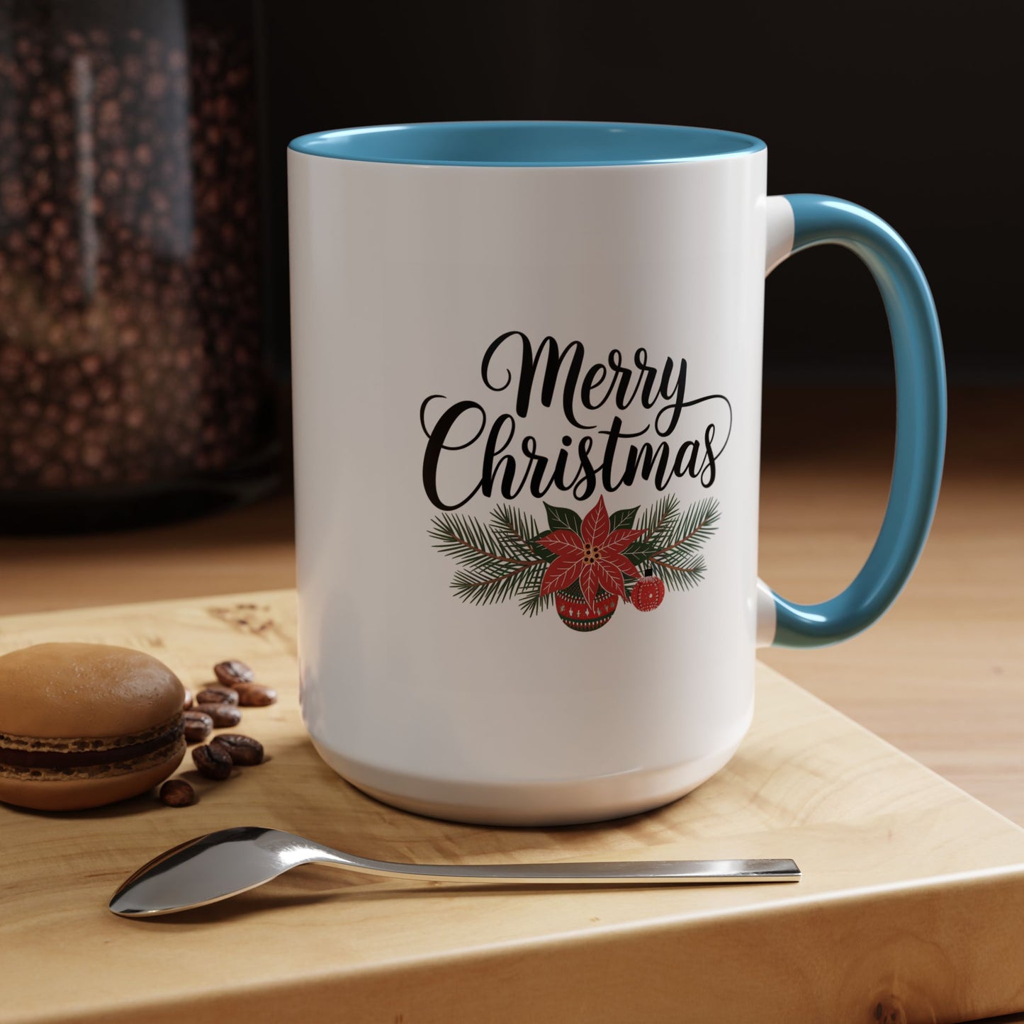 Christmas Mug - Merry Christmas Black Text Mistletoe