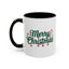 Christmas Mug - Merry Christmas Green Text Ornaments Candy Canes