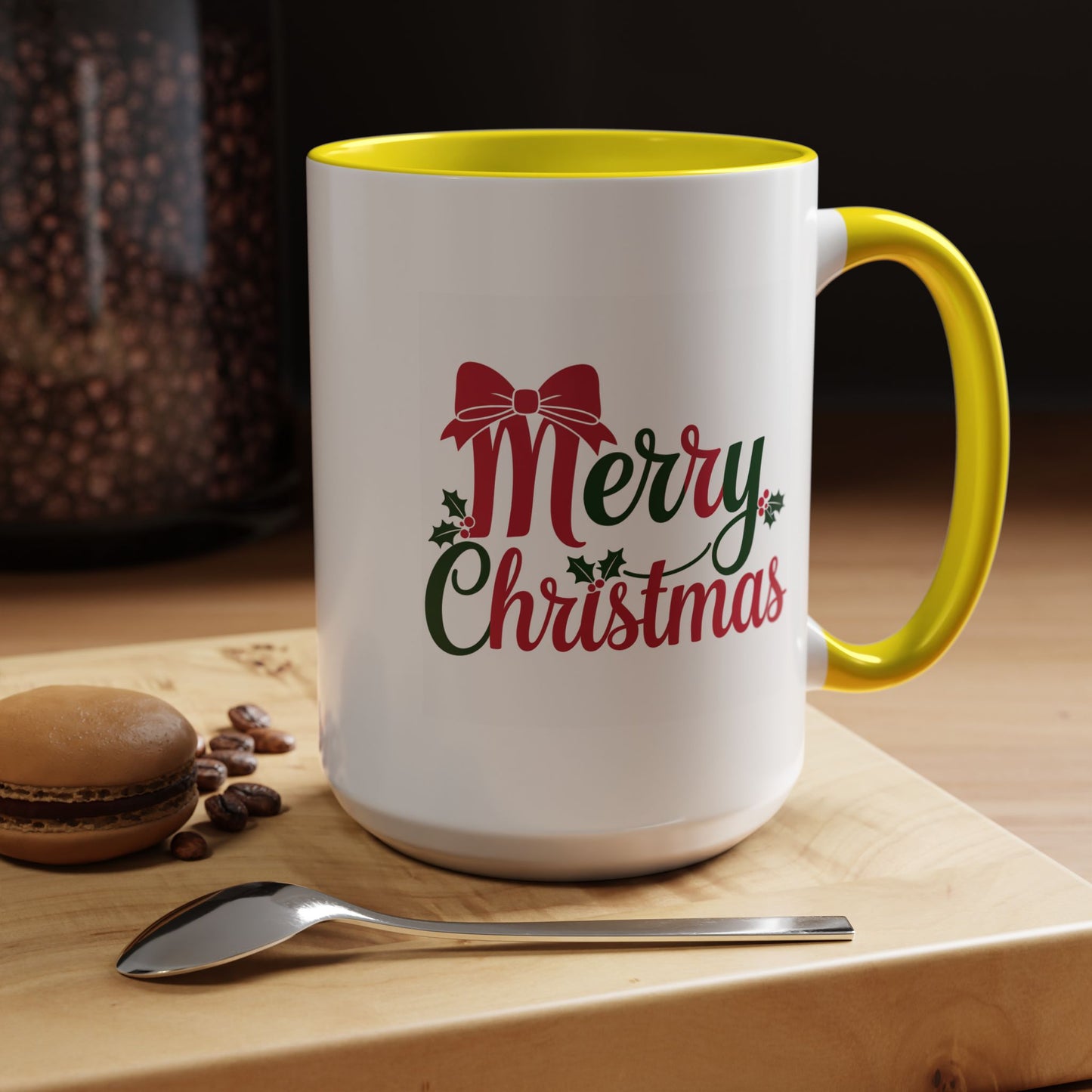 Christmas Mug - Merry Christmas Red & Green Text Bow