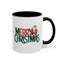 Christmas Mug - Merry Christmas Green & Red Text Santa Present