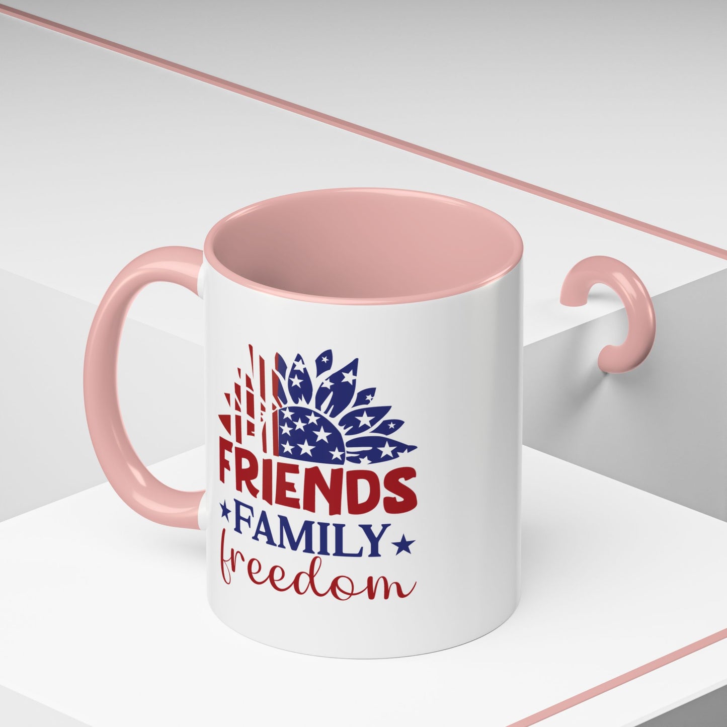 4th of July Mug - Friends Family Freedom Sunflower