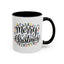 Christmas Mug - Merry Christmas Black Text Colored Lights