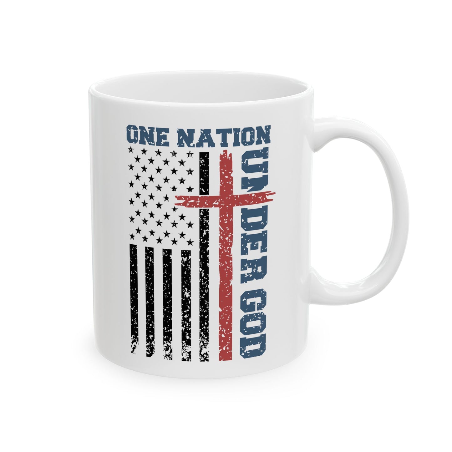 4th of July Mug - One Nation Under God Flag Cross