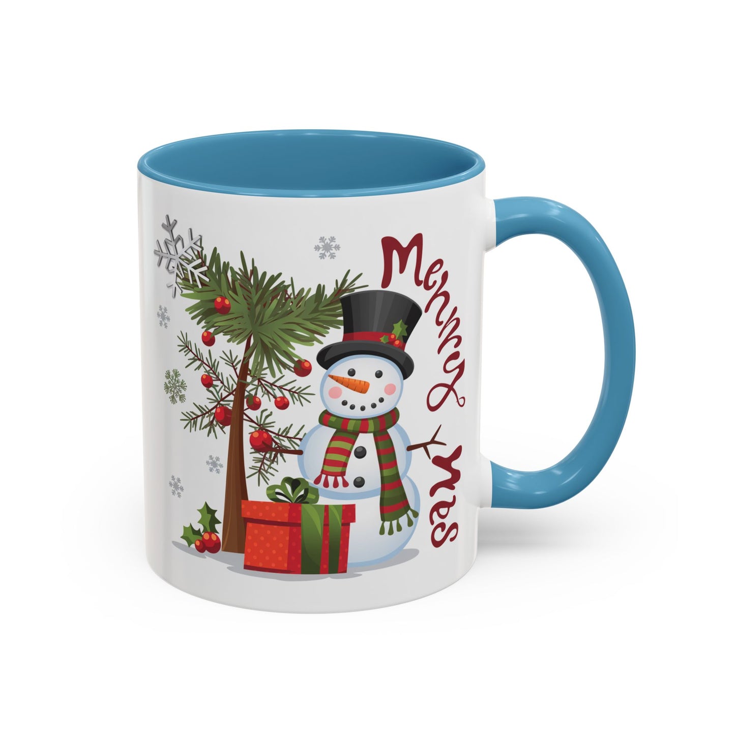 Christmas Mug - Merry Xmas Snowman Tree Present
