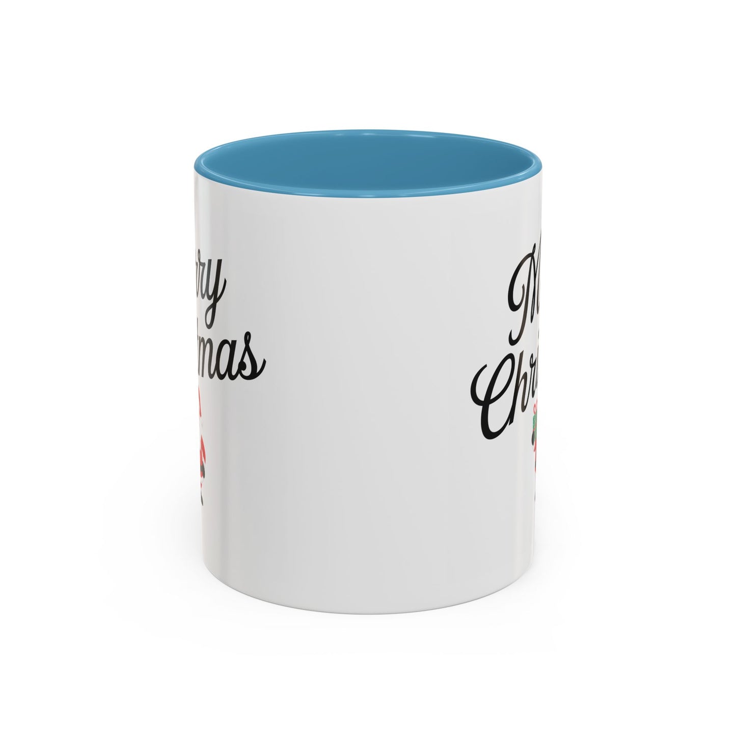 Christmas Mug - Merry Christmas Black Text Santa Present