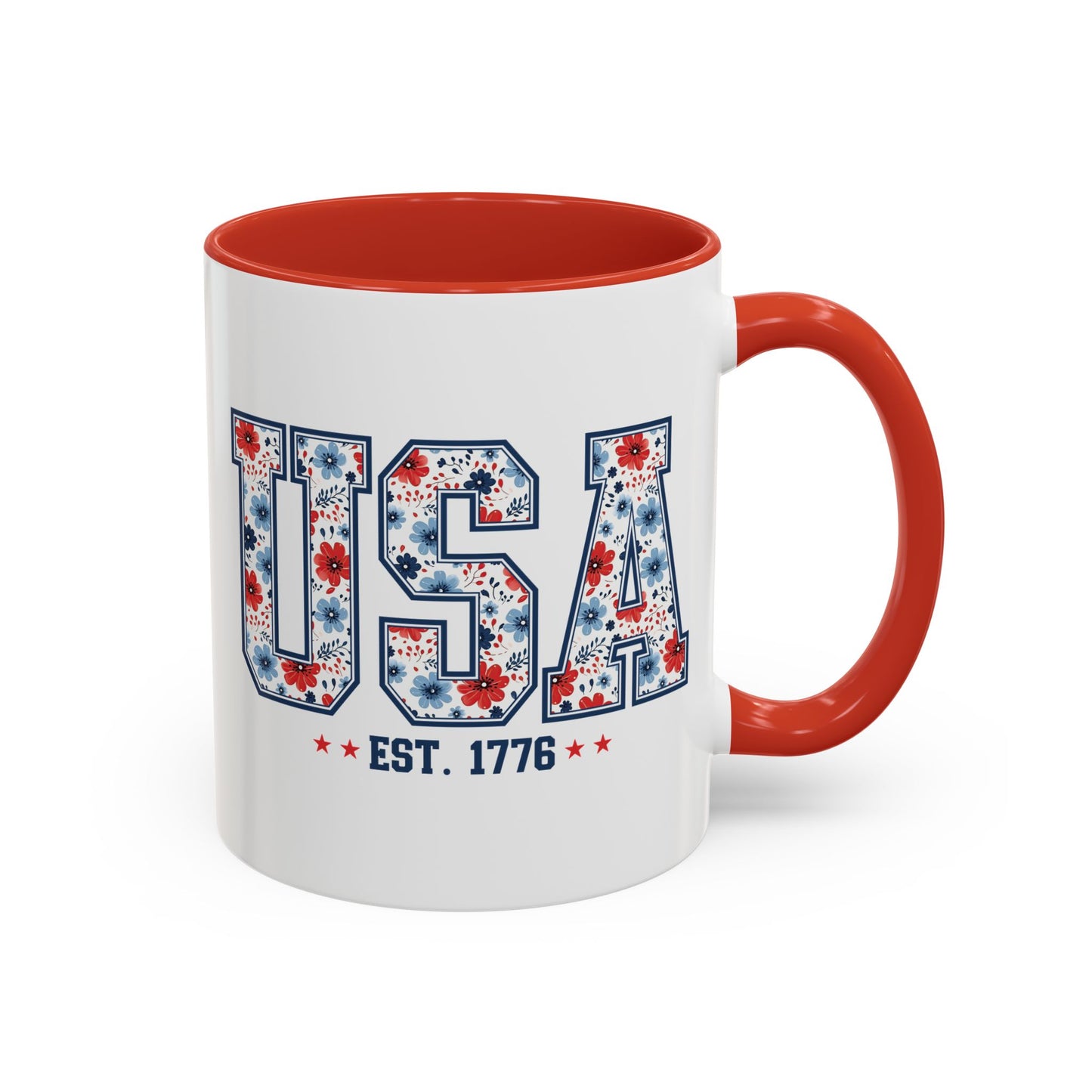 4th of July Mug - USA EST 1776 Floral