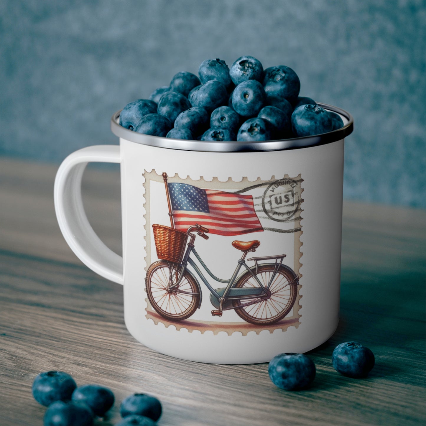 4th of July Mug - American Flag Bicycle Stamp