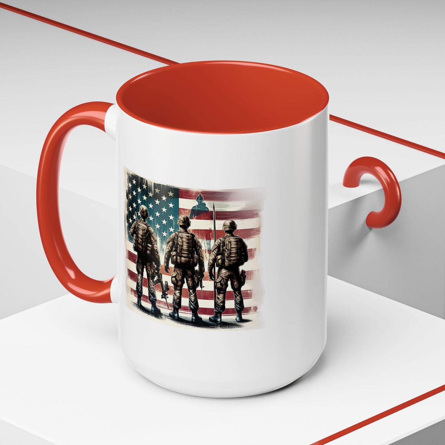 4th of July Mug - Soldiers American Flag