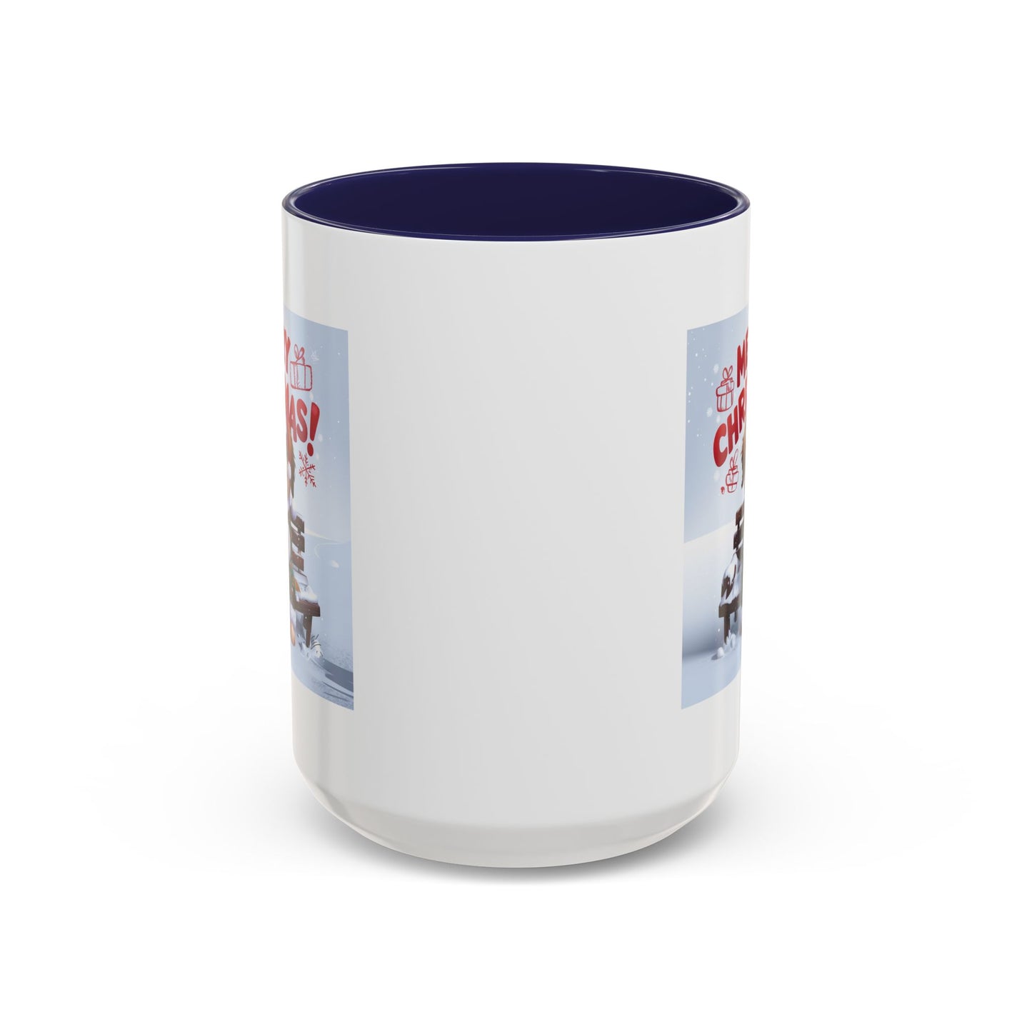 Christmas Mug - Merry Christmas Red Text Puppy Green Top 2