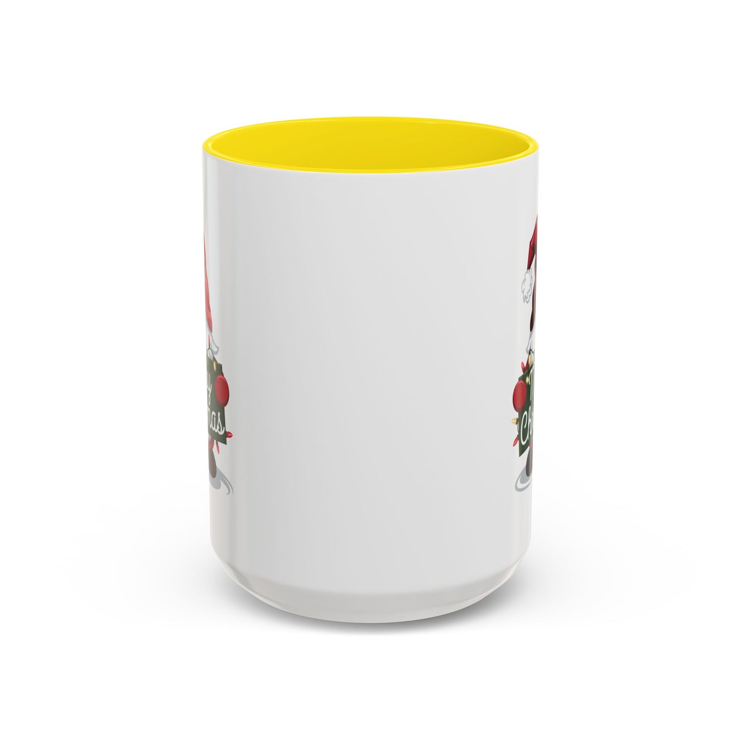 Christmas Mug - Merry Christmas White & Green Text Gnome Lights