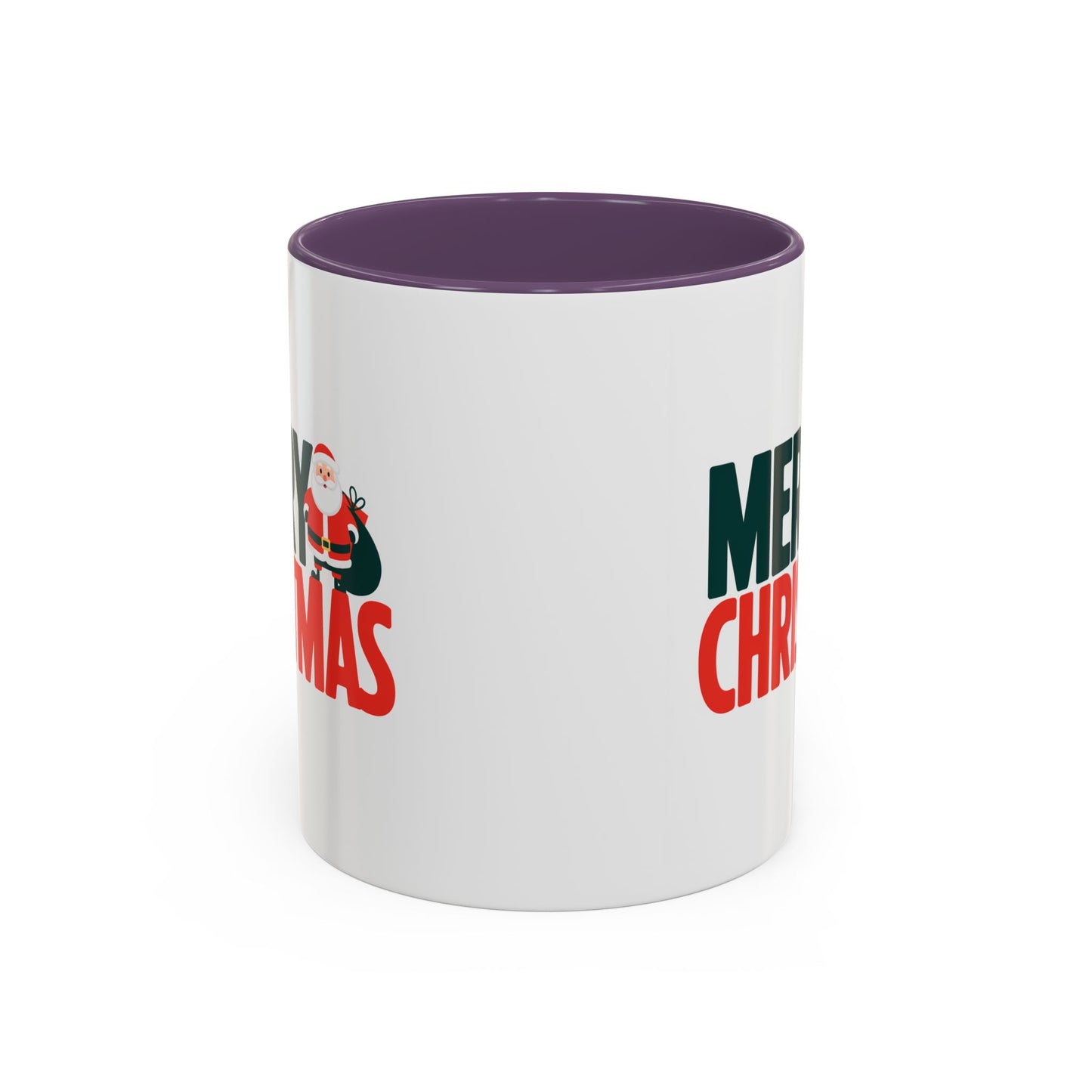 Christmas Mug - Merry Christmas Green & Red Text Santa Bag