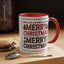Christmas Mug - Merry Christmas Red Green & Black Text Trees Presents