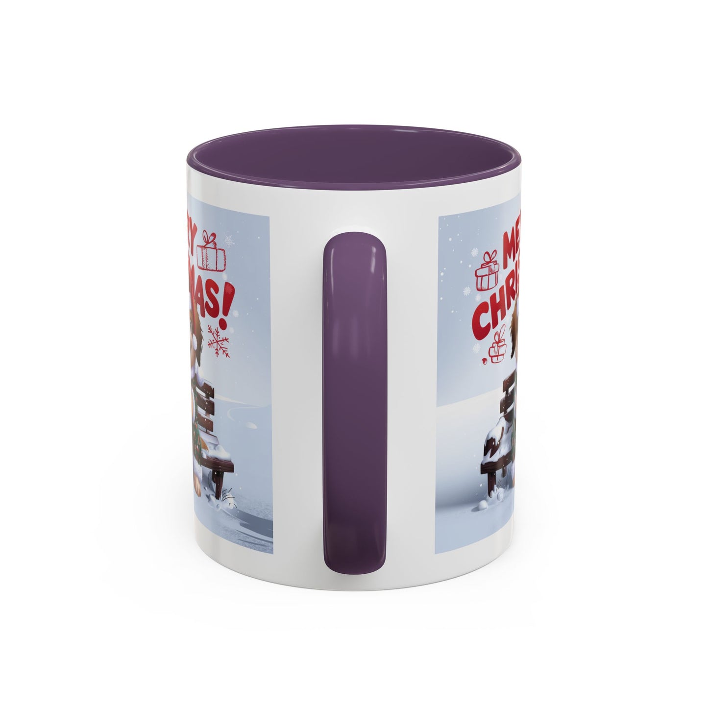 Christmas Mug - Merry Christmas Red Text Puppy Green Top 2