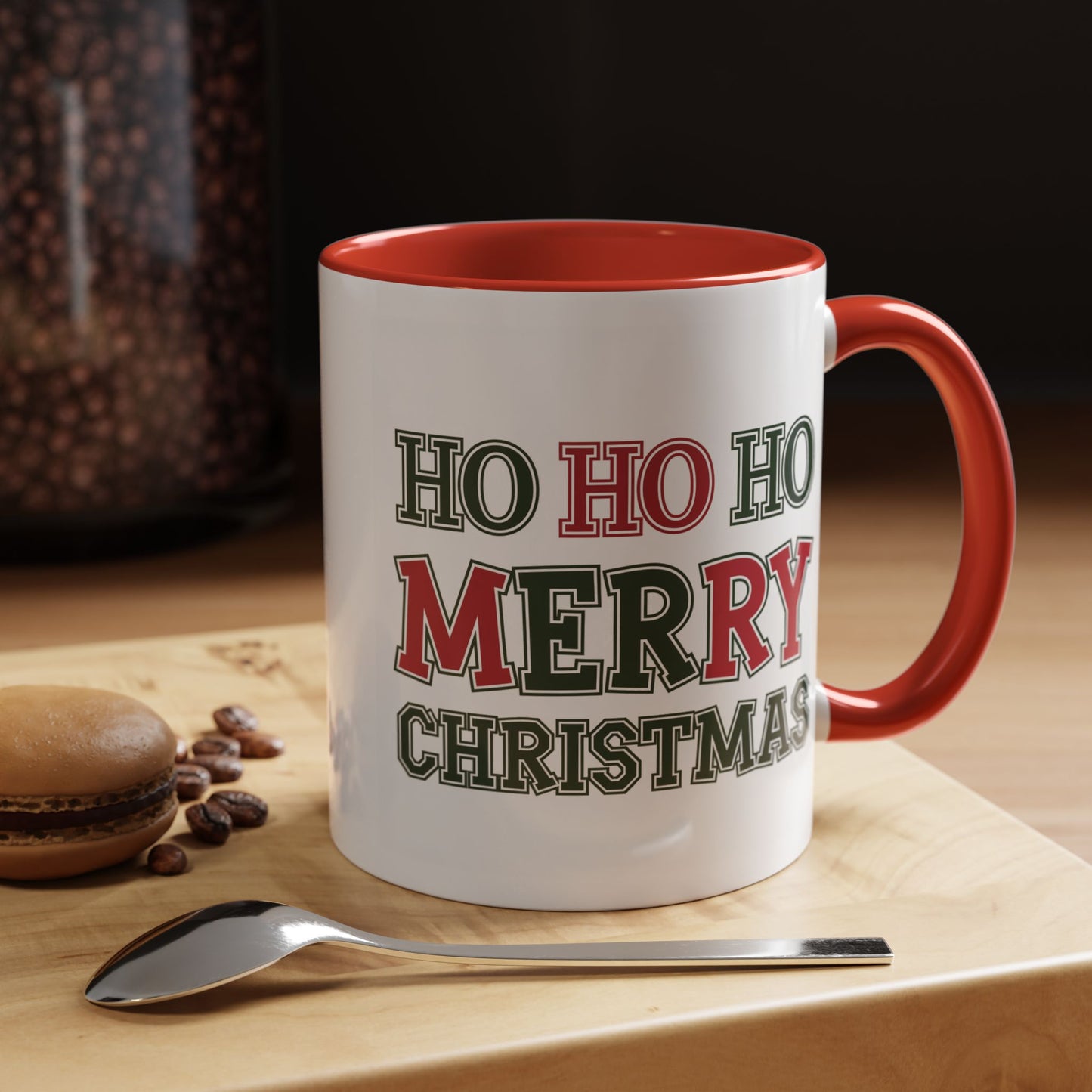 Christmas Mug - Ho Ho Ho Merry Christmas Green & Red Text 2