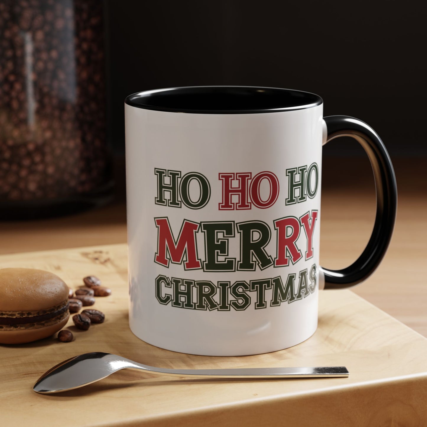 Christmas Mug - Ho Ho Ho Merry Christmas Green & Red Text 2