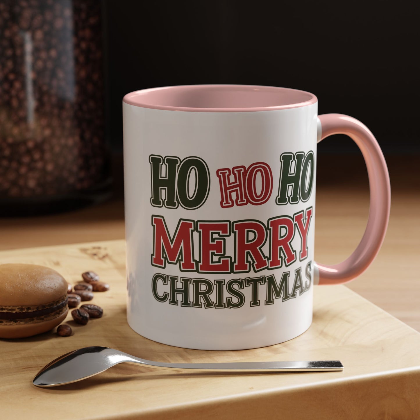 Christmas Mug - Ho Ho Ho Merry Christmas Green & Red Text