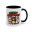 Christmas Mug - Merry Christmas Green & Red Text Cute Animals