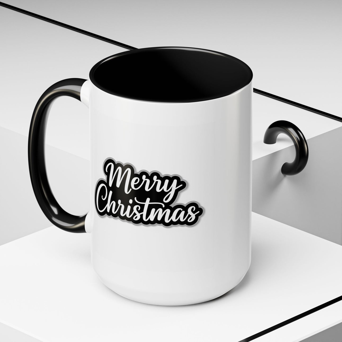 Christmas Mug - Merry Christmas White Black & Grey Text